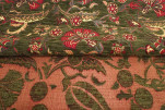 Upholstery Fabric, Turkish Fabric By the Meter, By the Yard,Moss Green Carnation Pattern Jacquard Chenille Upholstery Fabric