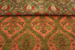 Upholstery Fabric, Turkish Fabric By the Meter, By the Yard, Moss Green Tulip Pattern Jacquard Chenille