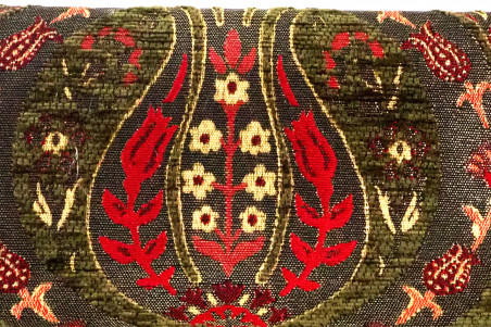 Upholstery Fabric, Turkish Fabric By the Meter, By the Yard, Moss Green Tulip Pattern Jacquard Chenille