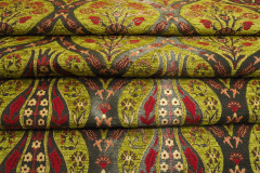 Upholstery Fabric, Turkish Fabric By the Meter, By the Yard, Green Tulip Pattern Jacquard Chenille