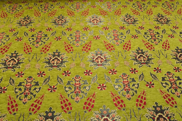 Upholstery Fabric, Turkish Fabric By the Meter, By the Yard, Green Tulip Pattern Jacquard Chenille