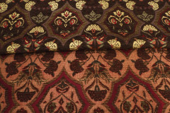 Upholstery Fabric, Turkish Fabric By the Meter, By the Yard, Brown Carnation Pattern Jacquard Chenille