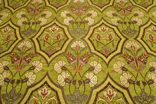 Upholstery Fabric, Turkish Fabric By the Meter, By the Yard, Green Carnation Pattern Jacquard Chenille