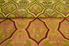 Upholstery Fabric, Turkish Fabric By the Meter, By the Yard, Green Carnation Pattern Jacquard Chenille