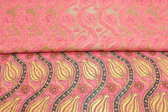 Upholstery Fabric, Turkish Fabric By the Meter, By the Yard, Pale Pink Tulip Pattern Jacquard Chenille Upholstery Fabric