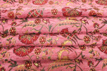 Upholstery Fabric, Turkish Fabric By the Meter, By the Yard, Pale Pink Carnation Pattern Jacquard Chenille Upholstery Fabric