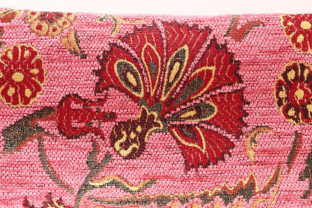 Upholstery Fabric, Turkish Fabric By the Meter, By the Yard, Pale Pink Carnation Pattern Jacquard Chenille Upholstery Fabric