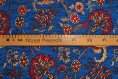 Upholstery Fabric, Turkish Fabric By the Meter, By the Yard, Navy Blue Carnation Pattern Jacquard Chenille Upholstery Fabric