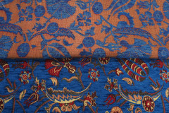 Upholstery Fabric, Turkish Fabric By the Meter, By the Yard, Navy Blue Carnation Pattern Jacquard Chenille Upholstery Fabric