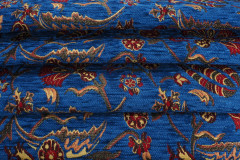 Upholstery Fabric, Turkish Fabric By the Meter, By the Yard, Navy Blue Carnation Pattern Jacquard Chenille Upholstery Fabric