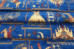 Turkish Upholstery Fabric,Turkish Fabric By the Meter, By the Yard, Navy Blue Dream Pattern Upholstery Fabric