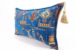 Fabric Pillow, Fabric Pillow 12x20, Navy Blue Turkish Dream Pattern Turkish Fabric Pillow, Decorative Pillow, Bohemian Pillow