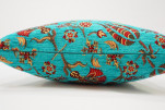 Fabric Pillow, Fabric Pillow 18x18, Turquoise Blue Caucasus Carnation Pattern Turkish Fabric Pillow, Decorative Bohemian Pillow