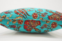 Fabric Pillow, Fabric Pillow 18x18, Turquoise Blue Caucasus Carnation Pattern Turkish Fabric Pillow, Decorative Bohemian Pillow