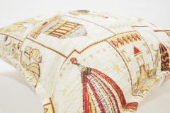 Turkish Fabric Pillow 18x18,Beige Dream Pattern Decorative Ottoman Fabric Pillow