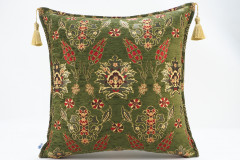 Fabric Pillow, Fabric Pillow 18x18, Moss Green Topkapi Palace Tulip Pattern Turkish Fabric Pillow Cover,Decorative Throw Pillow