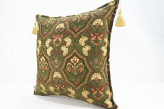 Fabric Pillow, Fabric Pillow 18x18, Moss Green Carnation Pattern Turkish Fabric Pillow Cover, Decorative Accent and Throw Pillow