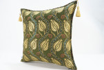 Fabric Pillow, Fabric Pillow 18x18, Moss Green Water Line Tulip Pattern Turkish Fabric Pillow, Decorative and Throw Pillow