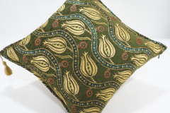 Fabric Pillow, Fabric Pillow 18x18, Moss Green Water Line Tulip Pattern Turkish Fabric Pillow, Decorative and Throw Pillow