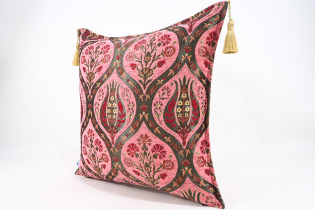 Fabric Pillow, Fabric Pillow 18x18, Pale Pink Morocco Pattern Tulip Turkish Fabric Pillow, Decorative Accent and Throw Pillow