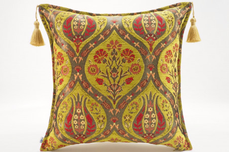 Fabric Pillow,Fabric Pillow 18x18,Pistachio Green Morocco Pattern Tulip Turkish Fabric Pillow,Decorative Accent and Throw Pillow