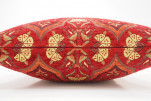 Fabric Pillow, Fabric Pillow 18x18, Red Carnation Pattern Turkish Fabric Pillow, Decorative Accent and Throw Pillow