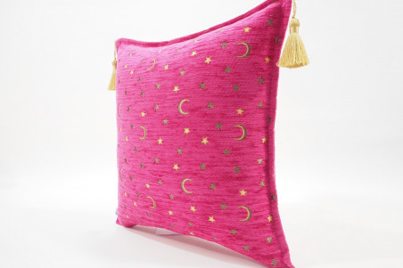 Fabric Pillow,Fabric Pillow 18x18,Mazenda Pink Arabian NIght Pattern Turkish Fabric Pillow Cover,Decorative and Throw Pillow