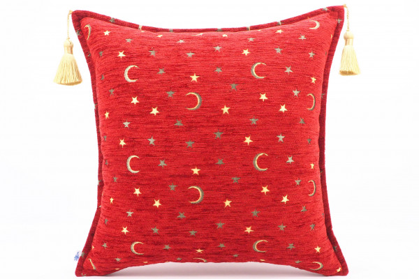 Fabric Pillow, Fabric Pillow 18x18, Red Arabian NIght Pattern Turkish Fabric Pillow Cover, Decorative Accent and Throw Pillow