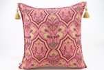 Fabric Pillow, Fabric Pillow 18x18, Pale Pink Carnation Pattern Turkish Fabric Pillow Cover, Decorative Accent and Throw Pillow