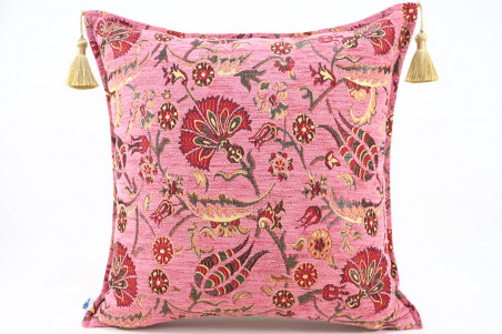 Fabric Pillow, Fabric Pillow 18x18, Pale Pink Caucasus Carnation Pattern Turkish Fabric Pillow,Decorative Pillow,Bohemian Pillow