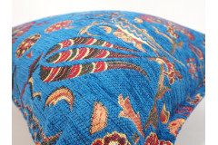 Fabric Pillow, Fabric Pillow 18x18, Navy Blue Caucasus Carnation Pattern Turkish Fabric Pillow,Decorative Pillow,Bohemian Pillow