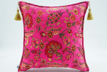 Fabric Pillow, Fabric Pillow 18x18, Mazenda Pink Carnation Pattern Turkish Fabric Pillow, Decorative Accent and Throw Pillow