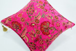 Fabric Pillow, Fabric Pillow 18x18, Mazenda Pink Carnation Pattern Turkish Fabric Pillow, Decorative Accent and Throw Pillow