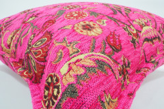 Fabric Pillow, Fabric Pillow 18x18, Mazenda Pink Carnation Pattern Turkish Fabric Pillow, Decorative Accent and Throw Pillow