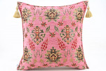 Fabric Pillow,Fabric Pillow 18x18,Pale Pink Topkapi Palace Tulip Pattern Turkish Fabric Pillow,Decorative Pillow,Throw Pillow