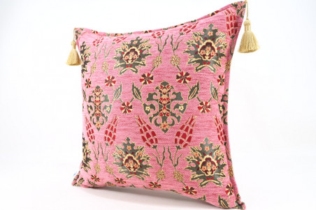 Fabric Pillow,Fabric Pillow 18x18,Pale Pink Topkapi Palace Tulip Pattern Turkish Fabric Pillow,Decorative Pillow,Throw Pillow