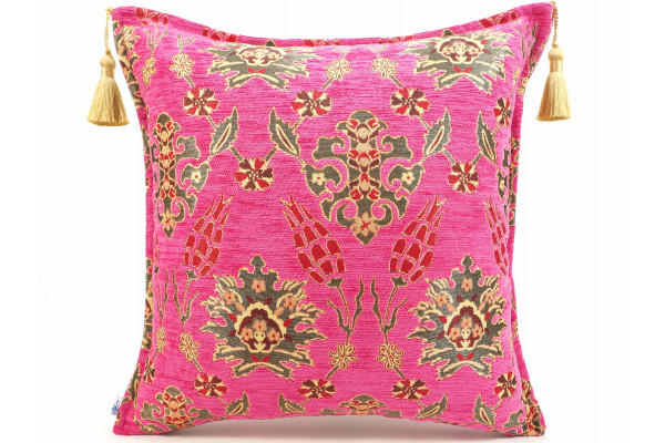 Fabric Pillow,Fabric Pillow 18x18,Mazenda Pink Topkapi Palace Tulip Pattern Turkish Fabric Pillow Cover,Decorative Throw Pillow