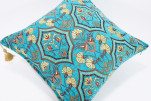 Fabric Pillow, Fabric Pillow 18x18, Turquoise Blue Carnation Pattern Turkish Fabric Pillow Cover, Decorative and Throw Pillow