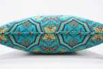 Fabric Pillow, Fabric Pillow 18x18, Turquoise Blue Carnation Pattern Turkish Fabric Pillow Cover, Decorative and Throw Pillow