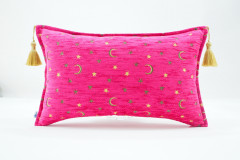 Fabric Pillow, Fabric Pillow 12x20, Mazenda Pink Arabian Night Pattern Turkish Fabric Pillow Cover, Decorative and Throw Pillow