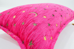 Fabric Pillow, Fabric Pillow 12x20, Mazenda Pink Arabian Night Pattern Turkish Fabric Pillow Cover, Decorative and Throw Pillow