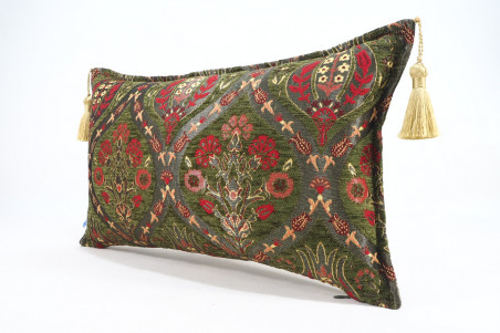 Fabric Pillow, Fabric Pillow 12x20, Moss Green Morocco Pattern Tulip Turkish Fabric Pillow, Decorative Pillow, Bohemian Pillow