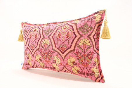 Fabric Pillow,Fabric Pillow 12x20,Pale Pink Carnation Pattern Turkish Fabric Pillow,Decorative Throw Pillow,Bohemian Pillow