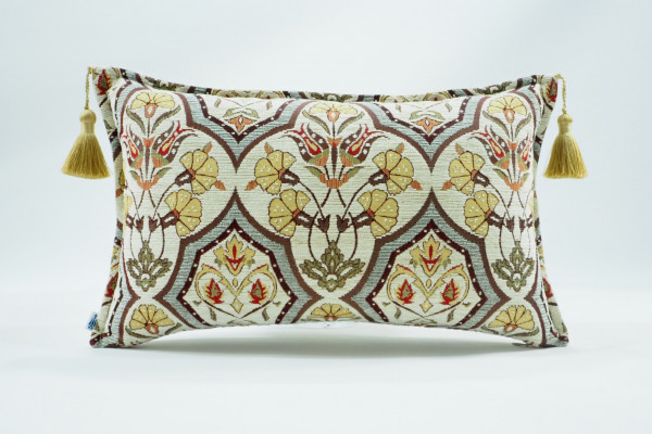 Fabric Pillow,Fabric Pillow 12x20,Beige Carnation Pattern Turkish Fabric Pillow,Decorative Pillow,Throw Pillow,Bohemian Pillow