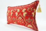 Fabric Pillow, Fabric Pillow 12x20, Red Carnation Pattern Turkish Fabric Pillow,Decorative Pillow, Throw Pillow,Bohemian Pillow