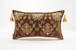 Fabric Pillow, Fabric Pillow 12x20, Brown Topkapi Palace Tulip Pattern Turkish Jacquard  Fabric Pillow, Decorative Throw Pillow