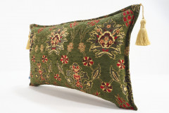 Fabric Pillow, Fabric Pillow 12x20, Moss Green Topkapi Palace Tulip Pattern Turkish Jacquard  Fabric Pillow Cover, Throw Pillow