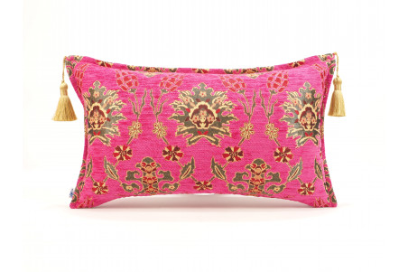 Fabric Pillow,Fabric Pillow 12x20,Mazenda Pink Topkapi Palace Tulip Pattern Turkish Jacquard  Fabric Pillow Cover,Throw Pillow