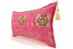 Fabric Pillow,Fabric Pillow 12x20,Mazenda Pink Topkapi Palace Tulip Pattern Turkish Jacquard  Fabric Pillow Cover,Throw Pillow