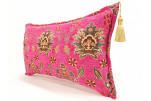 Fabric Pillow,Fabric Pillow 12x20,Mazenda Pink Topkapi Palace Tulip Pattern Turkish Jacquard  Fabric Pillow Cover,Throw Pillow